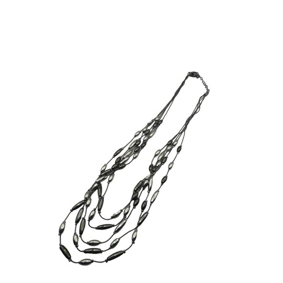 Charming Charlie Multi Strand Fashion Necklace Black and Silver 21 inch - Picture 1 of 5